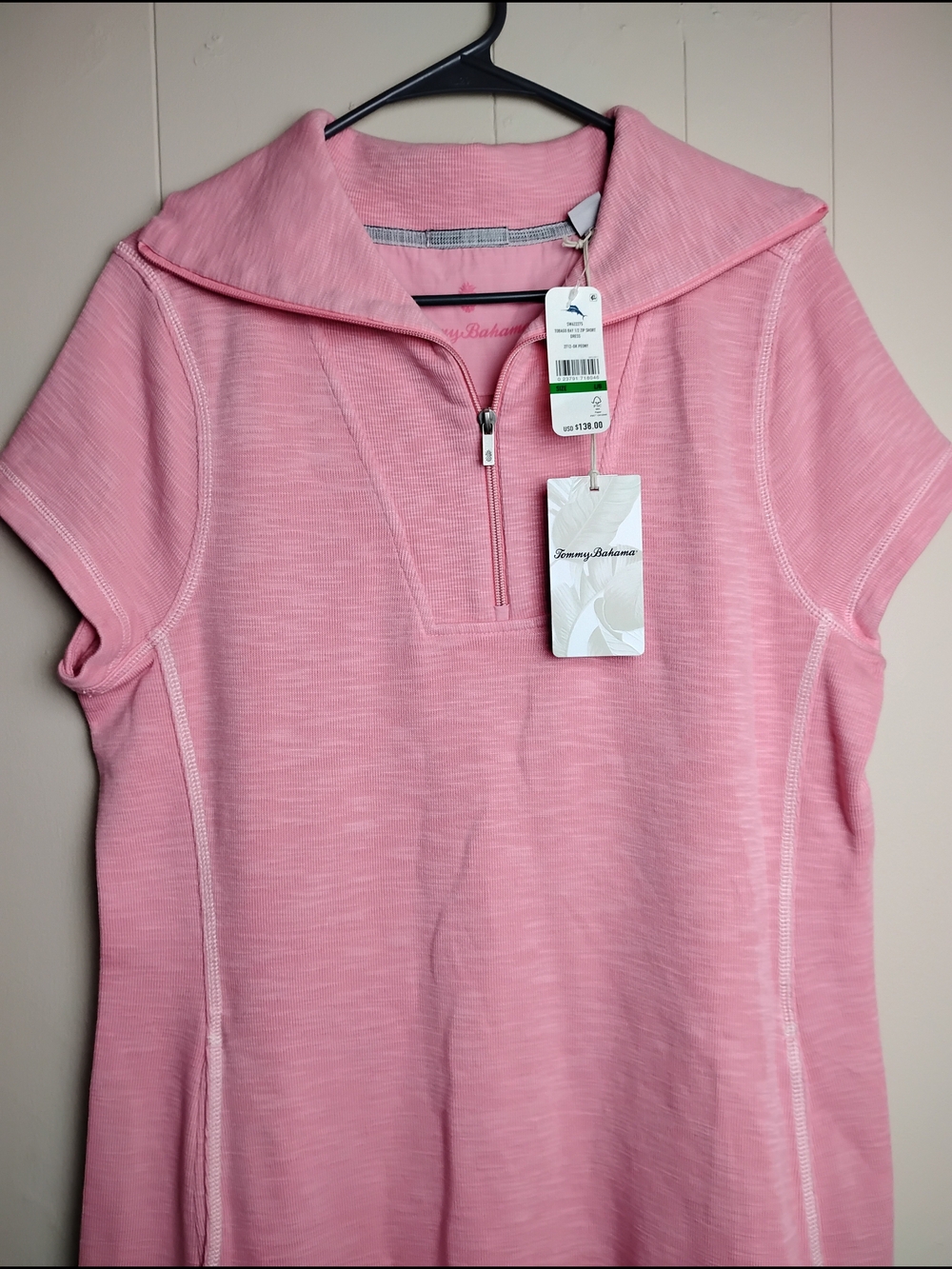 Tommy Bahama Tobago Bay 1/2 Zip Short Sleeve Dress In Dark Peony Size L